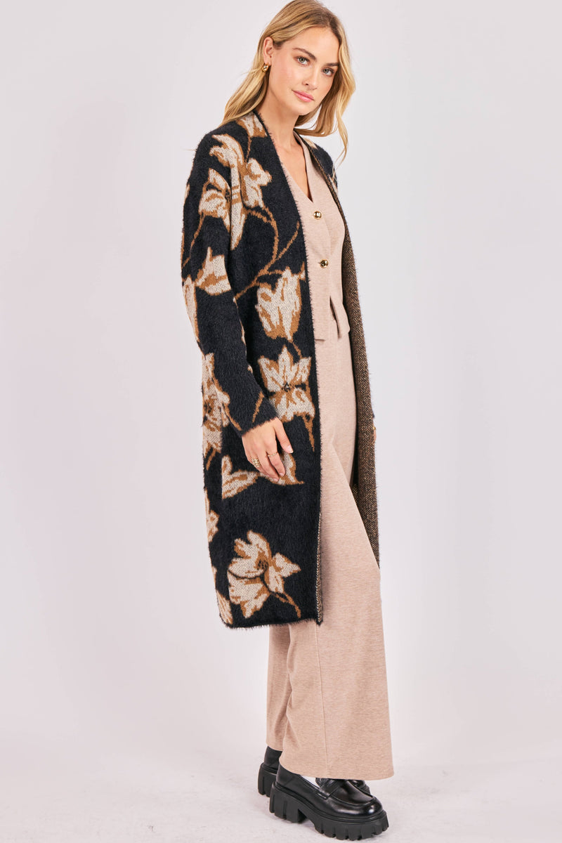 Emory Floral Intarsia Open Duster Cardi