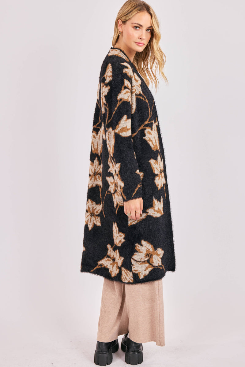 Emory Floral Intarsia Open Duster Cardi