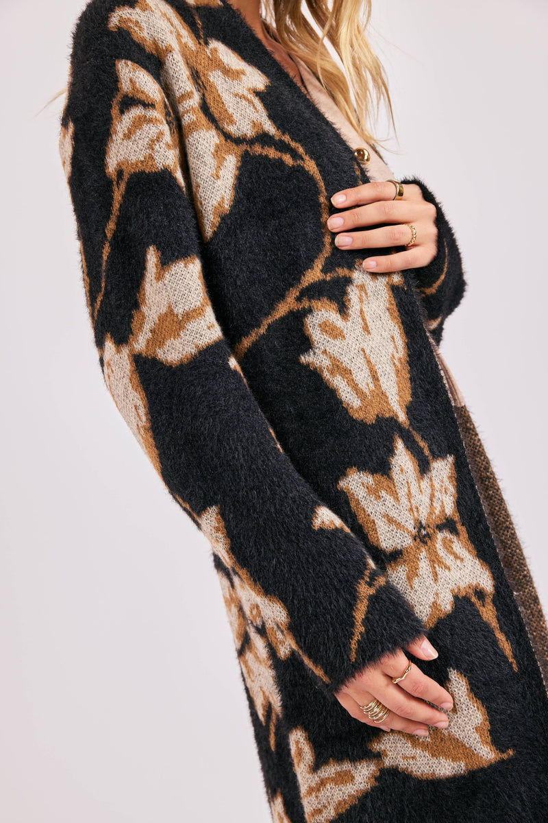 Emory Floral Intarsia Open Duster Cardi