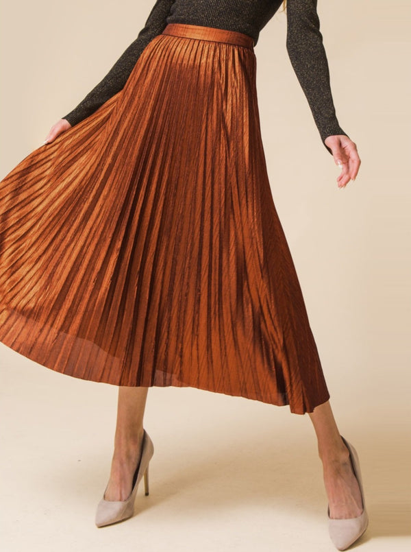 New Attraction Pleated Midi Skirt