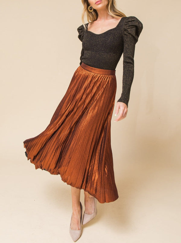 New Attraction Pleated Midi Skirt
