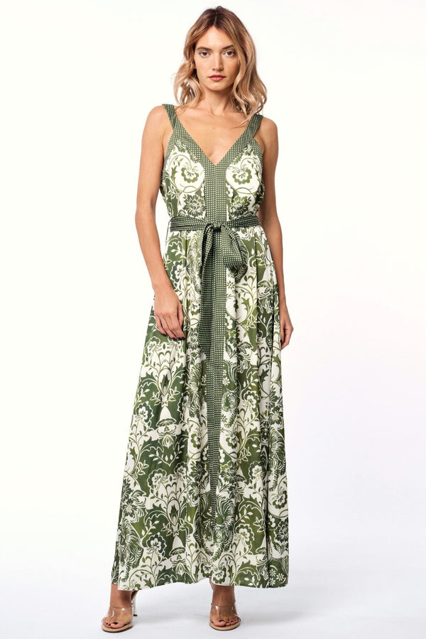 Aiza Tiger Print V-neck Maxi Dress