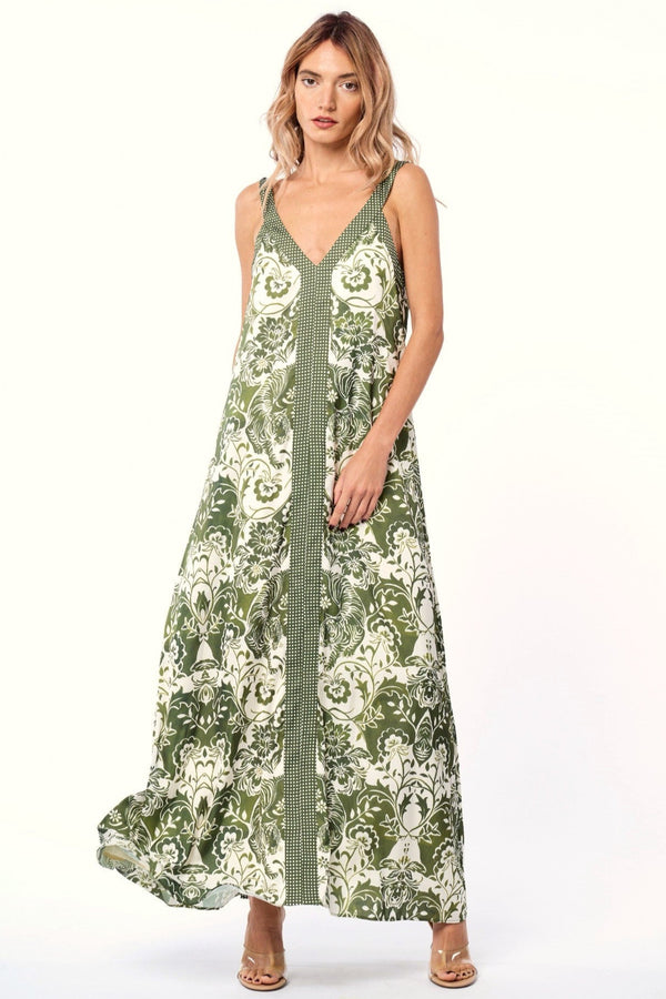 Aiza Tiger Print V-neck Maxi Dress