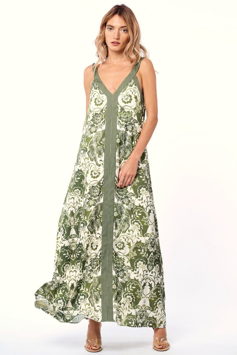 Aiza Tiger Print V-neck Maxi Dress