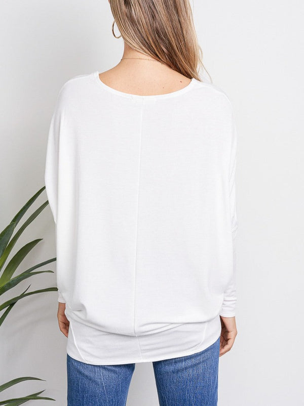 Dolman Sleeve French Terry Top Ivory