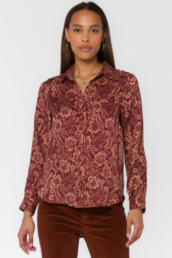 Bennett Sangria Floral Shirt