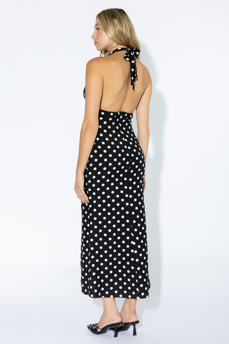 polka dot halter dress Chic Women's Summer Polka Dot Halter Backless Dress