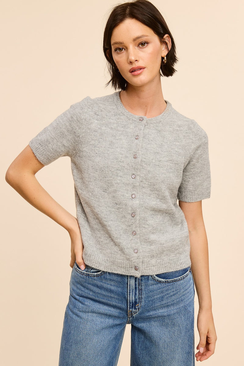 Short Sleeve Soft Knit Cardigan