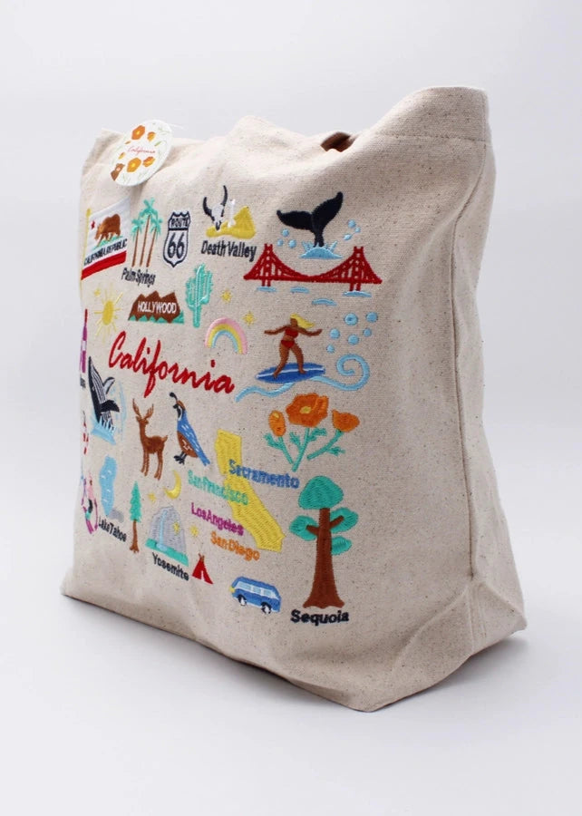 Embroidered California Tote Bag