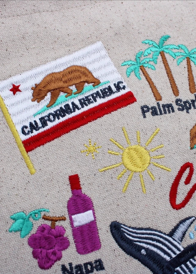 Embroidered California Tote Bag