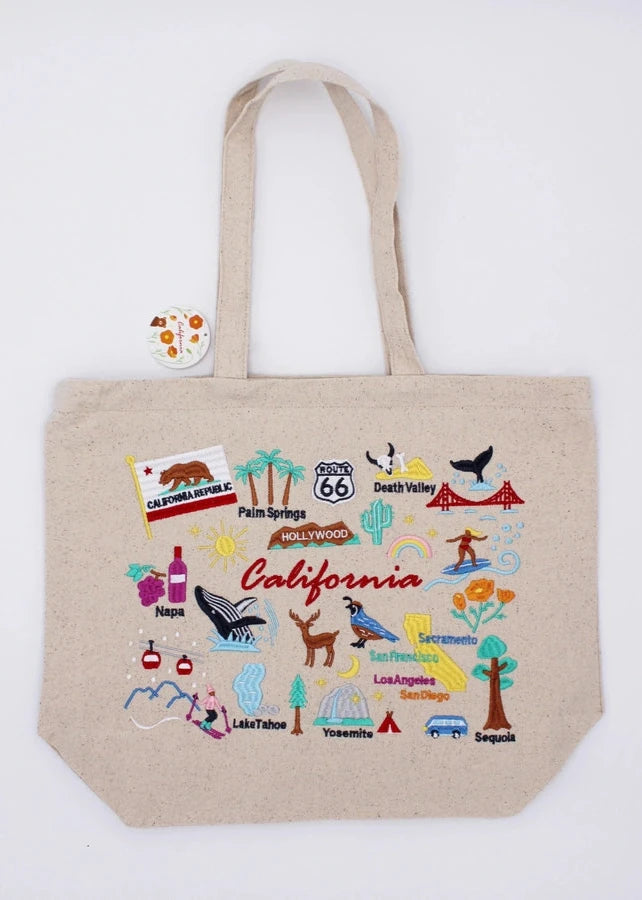 Embroidered California Tote Bag