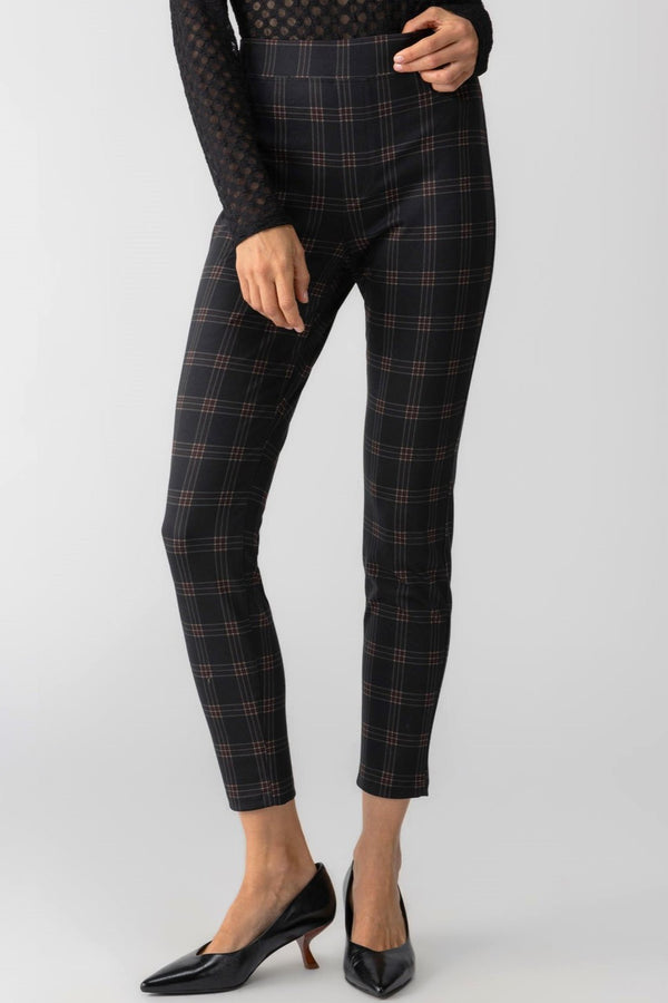 Plaid Runway Legging - garnet plaid