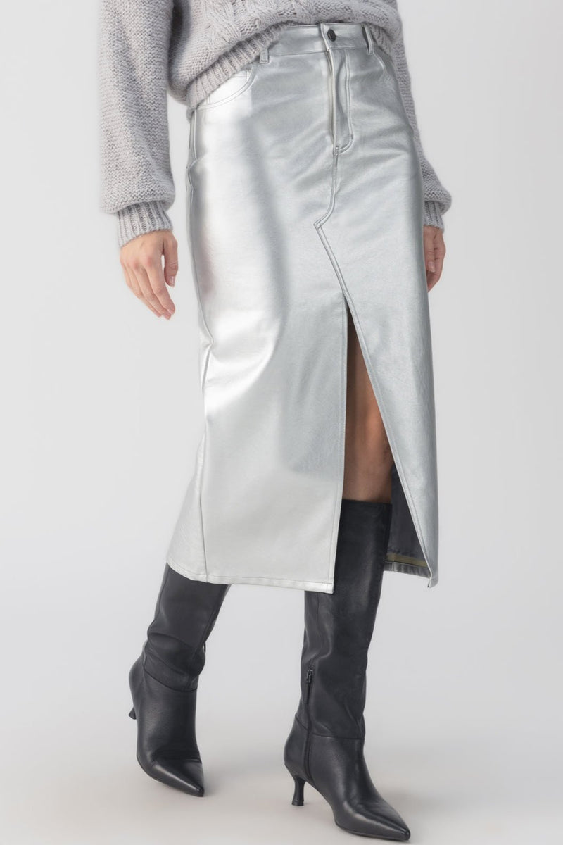 Leather Like Midi Skirt