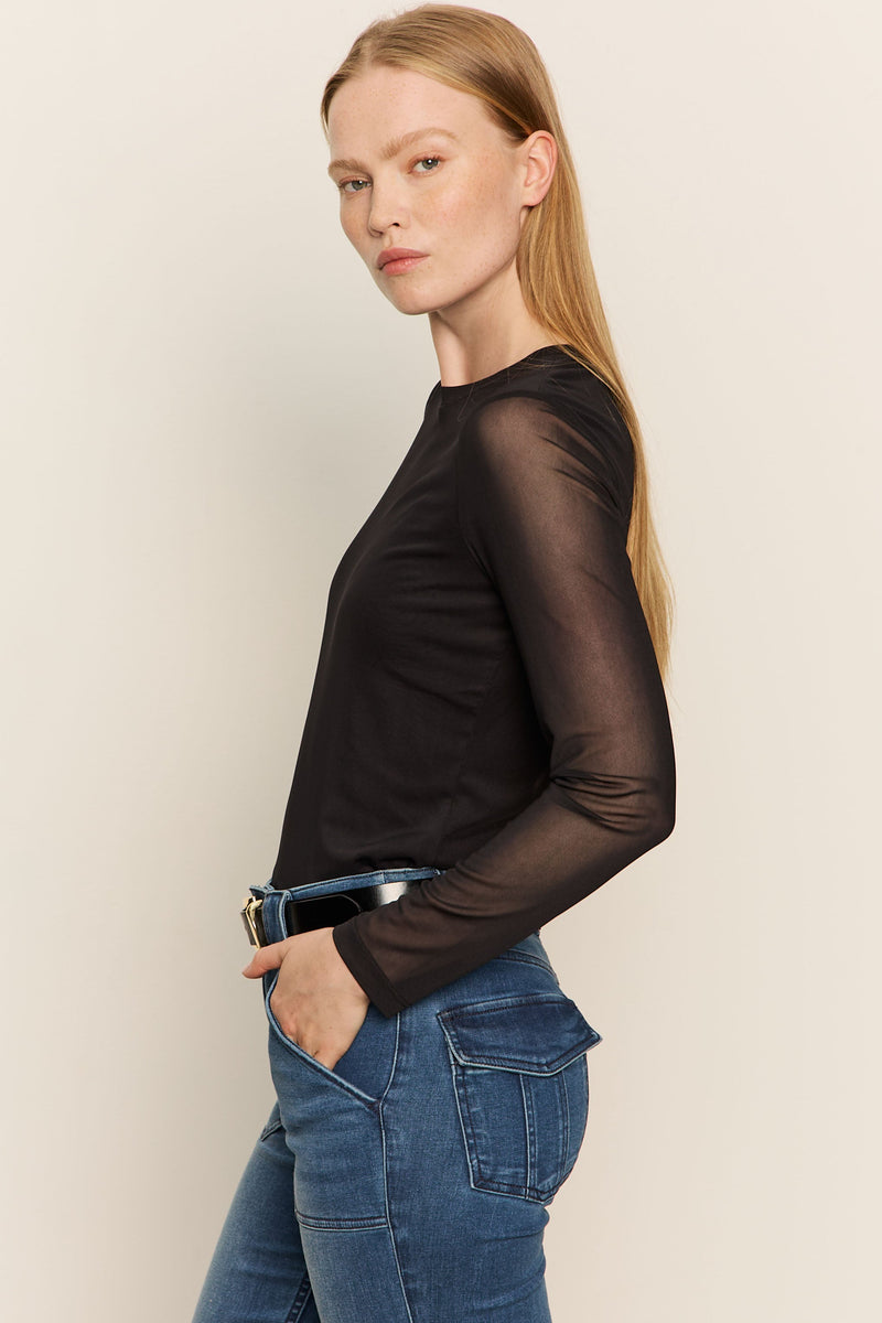 Long Sleeve Perfect Mesh Tee - black