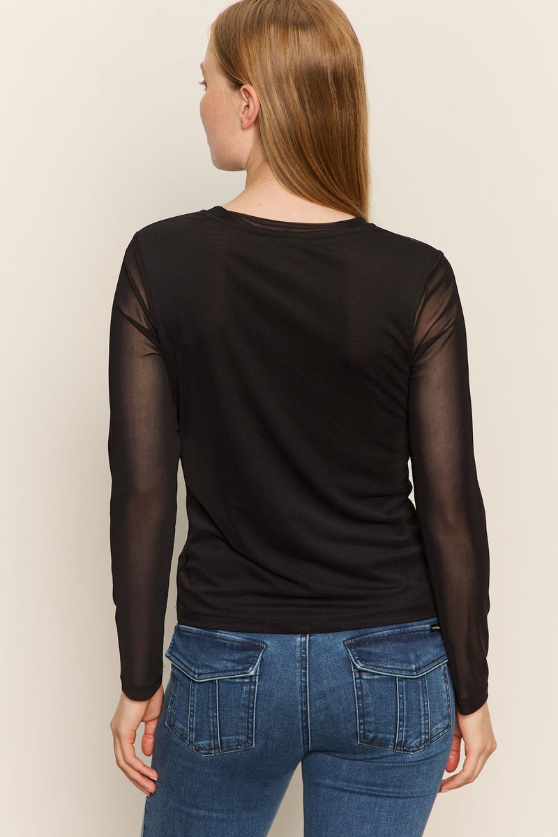 Long Sleeve Perfect Mesh Tee - black