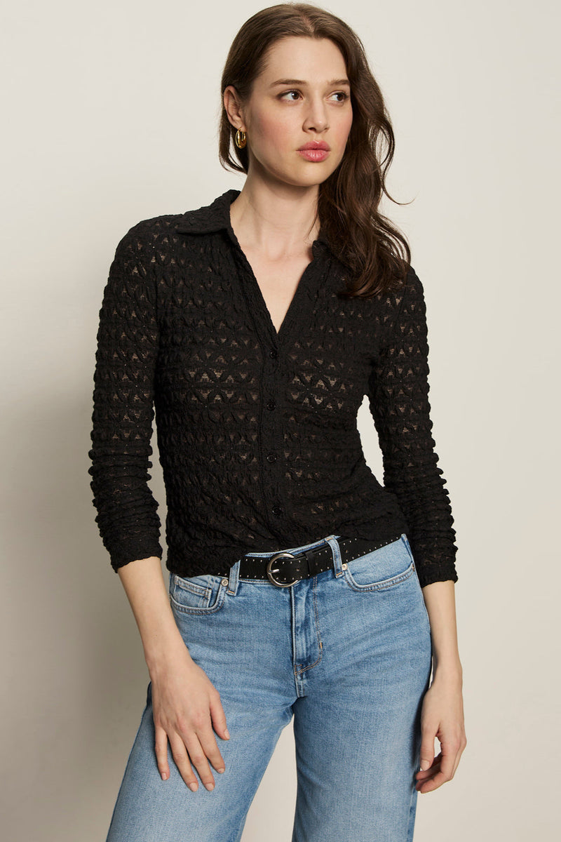 Dreamgirl Lace Button Up Top