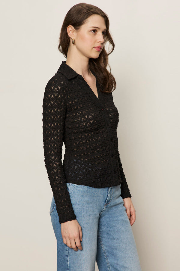Dreamgirl Lace Button Up Top