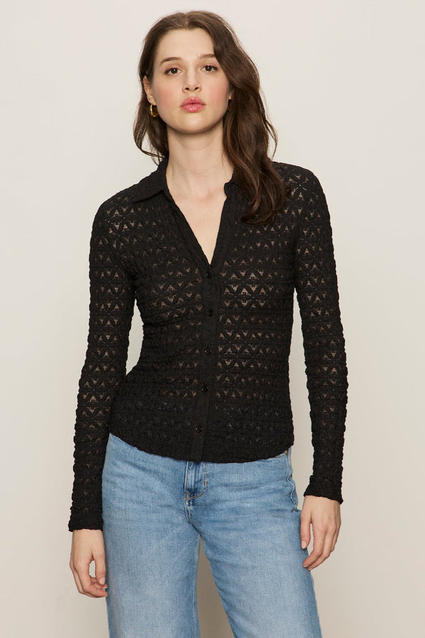 Dreamgirl Lace Button Up Top