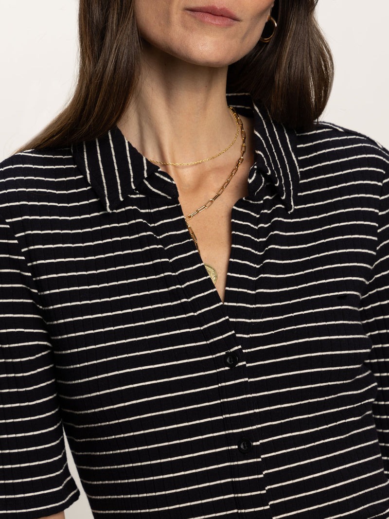Half Sleeve Ribbed Knit Shirt