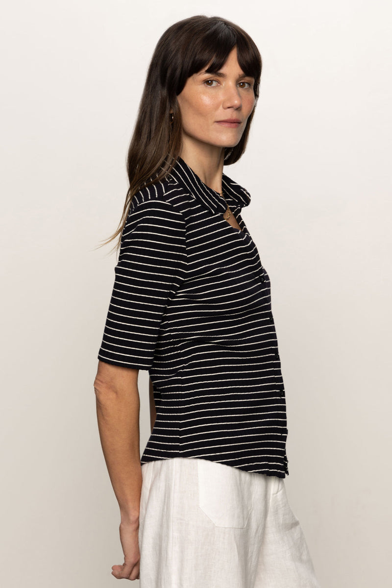 Half Sleeve Ribbed Knit Shirt
