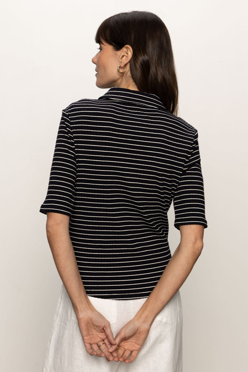 Half Sleeve Ribbed Knit Shirt