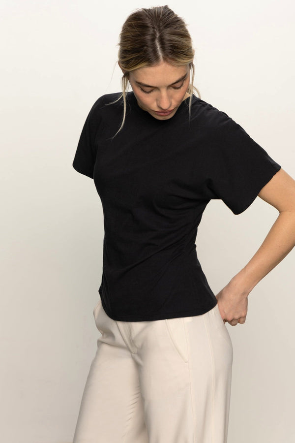 Shirred Waist Dolman Tee
