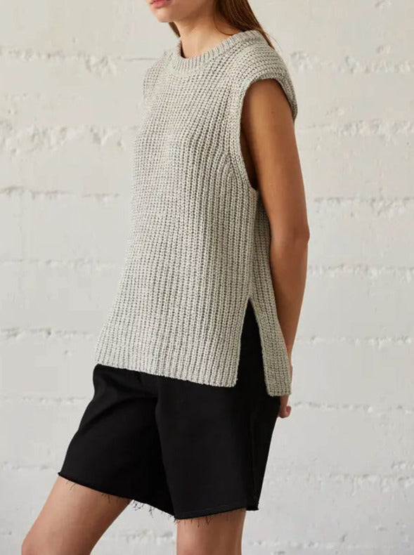 Bora Power Shoulder Sleeveless Knit Top