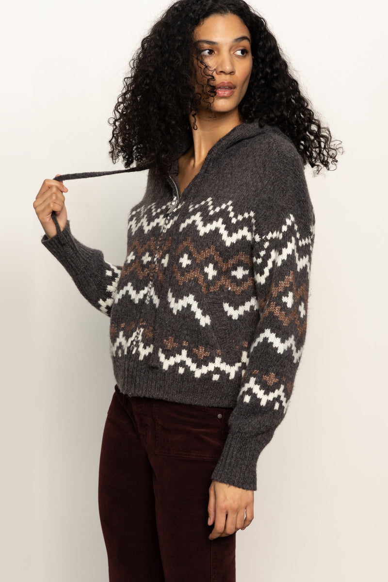 Zip Up Fairisle Hoodie