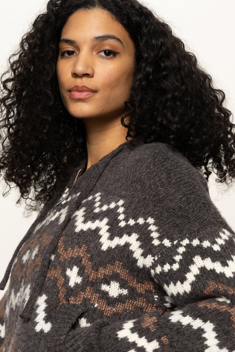 Zip Up Fairisle Hoodie
