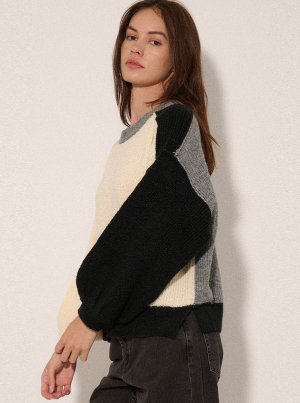 Colorblock Ribbed Knit Sweater