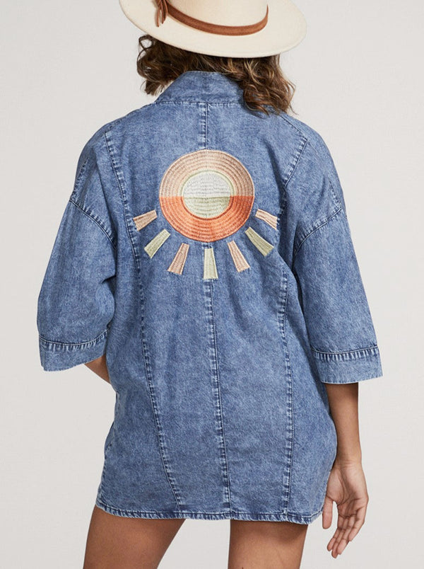Sun Embroidery Denim Jacket