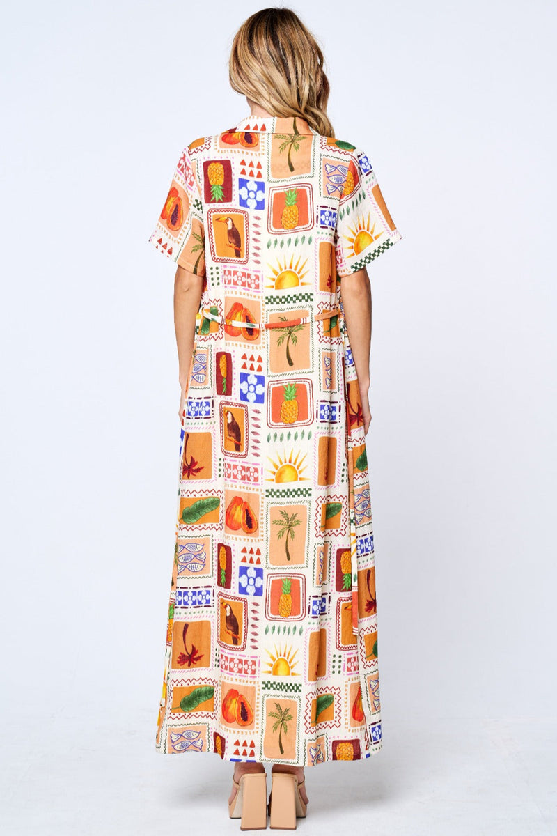 Deniz Grid Print Shirt Dress