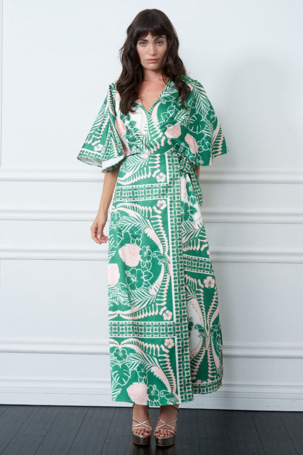 Claudine Two-Tone Maxi Wrap Dress