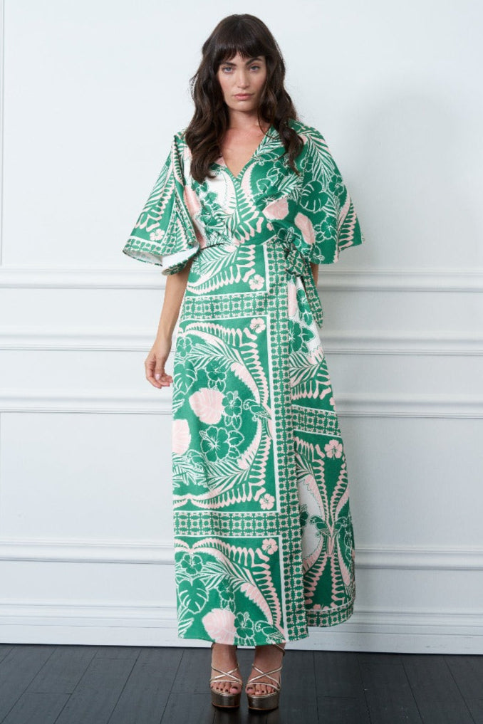 Claudine Two-Tone Maxi Wrap Dress