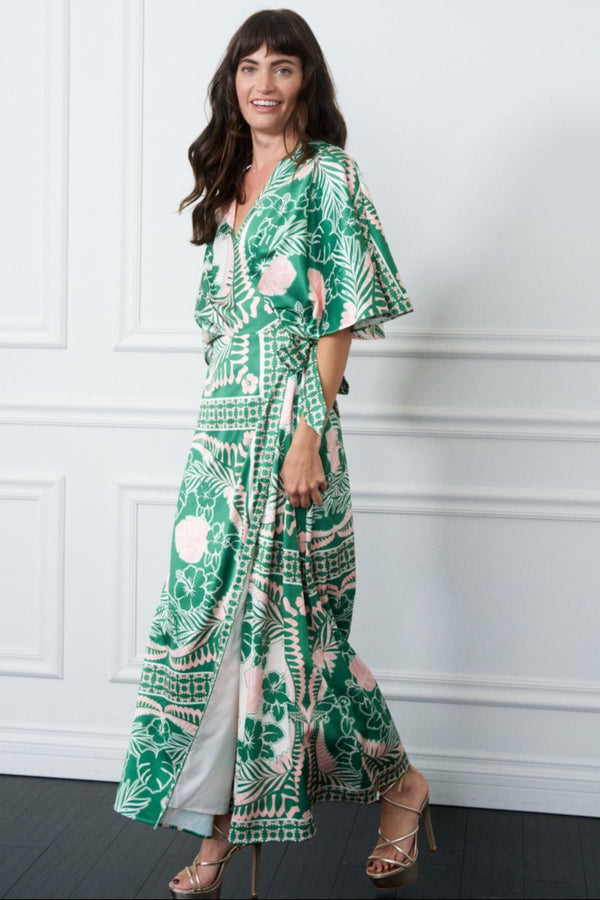 Claudine Two-Tone Maxi Wrap Dress