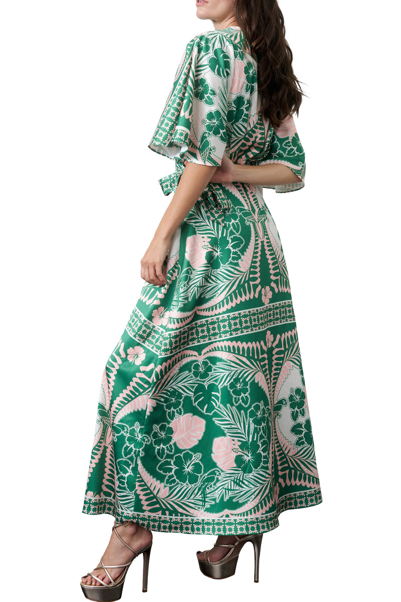 Claudine Two-Tone Maxi Wrap Dress