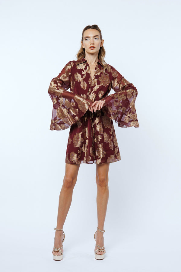Estrada Cascade Bell Sleeve Mini Dress