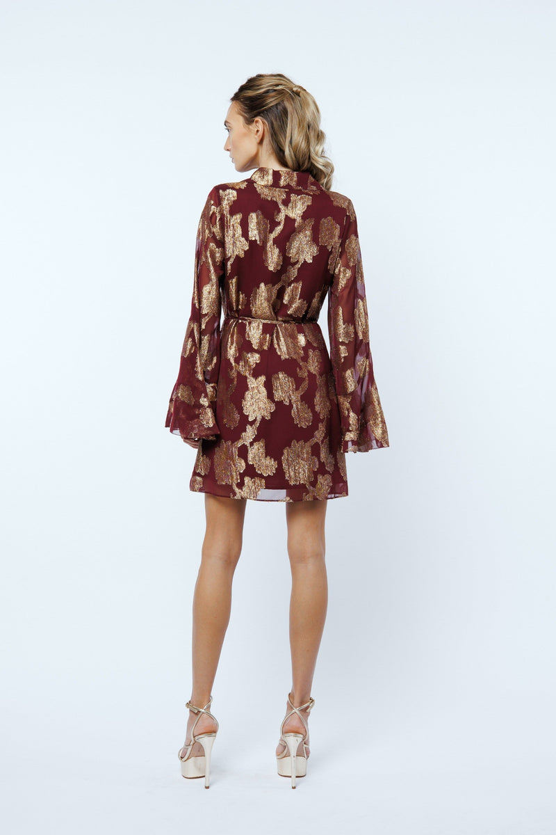 Estrada Cascade Bell Sleeve Mini Dress