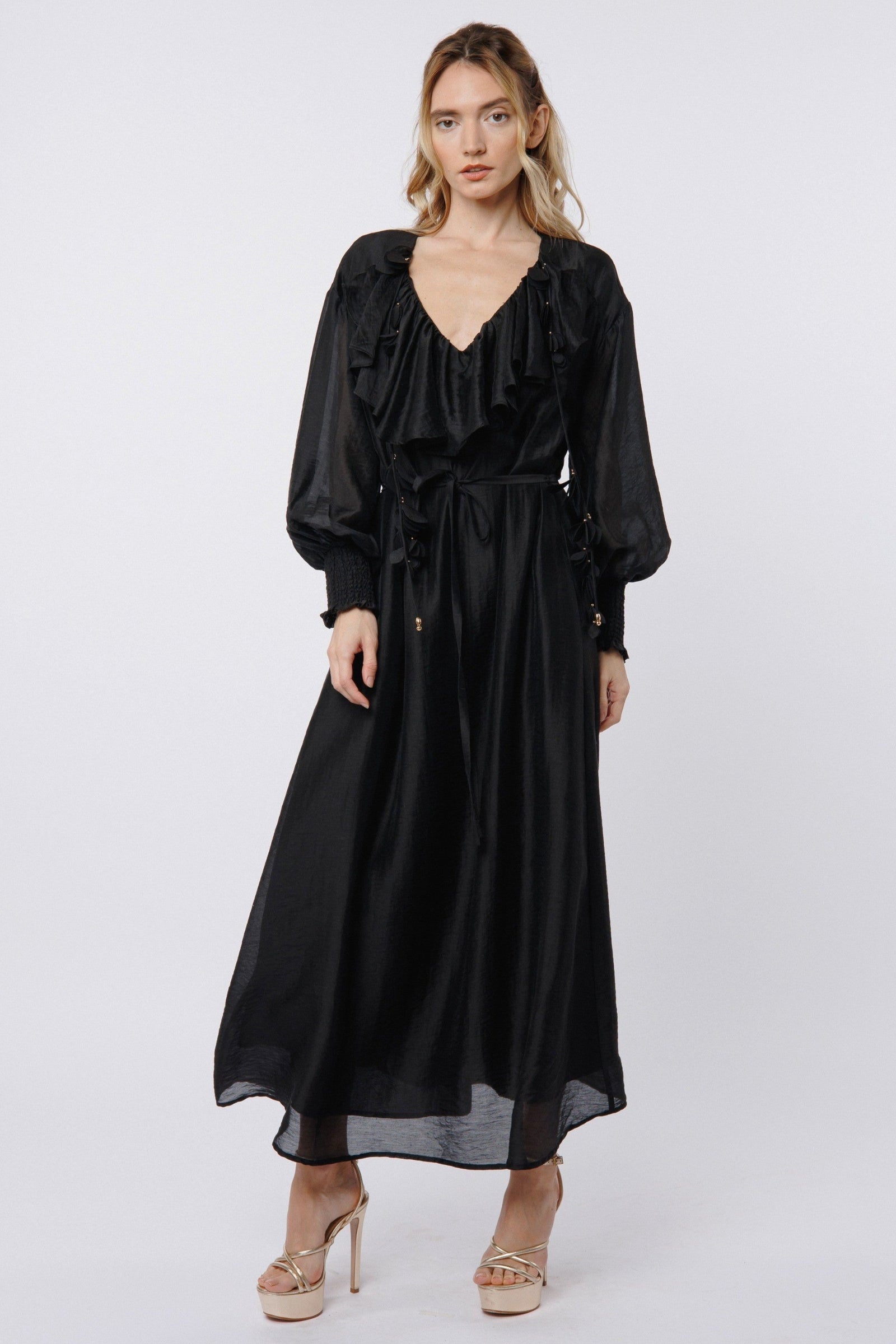 Kiyelle 3D Flowers Ruffle Maxi Dress | CIEBON | Ambiance SF