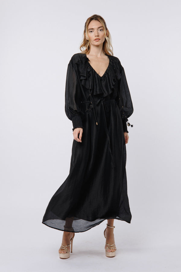 Kiyelle 3D Flowers Ruffle Maxi Dress