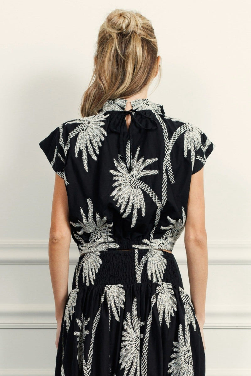 Dayana Embroidered Palm Tree Top
