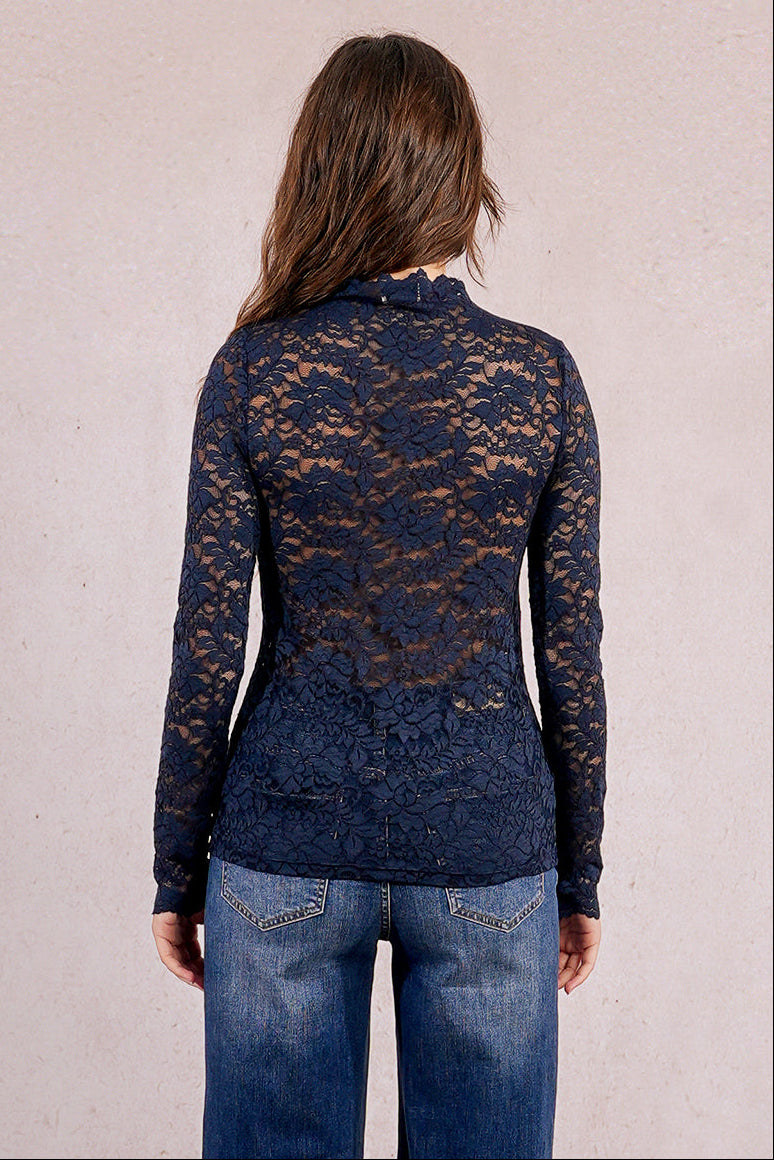 Mock Neck Lace Top