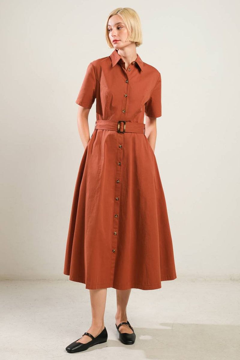 LUXE LIVING WOVEN MIDI DRESS l FLYING TOMATO BRICK / S