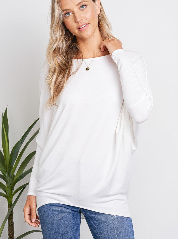  Dolman sleeve french terry top in ivory