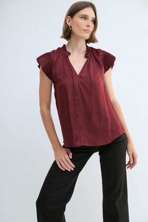 Pleated Sleeve Blouse