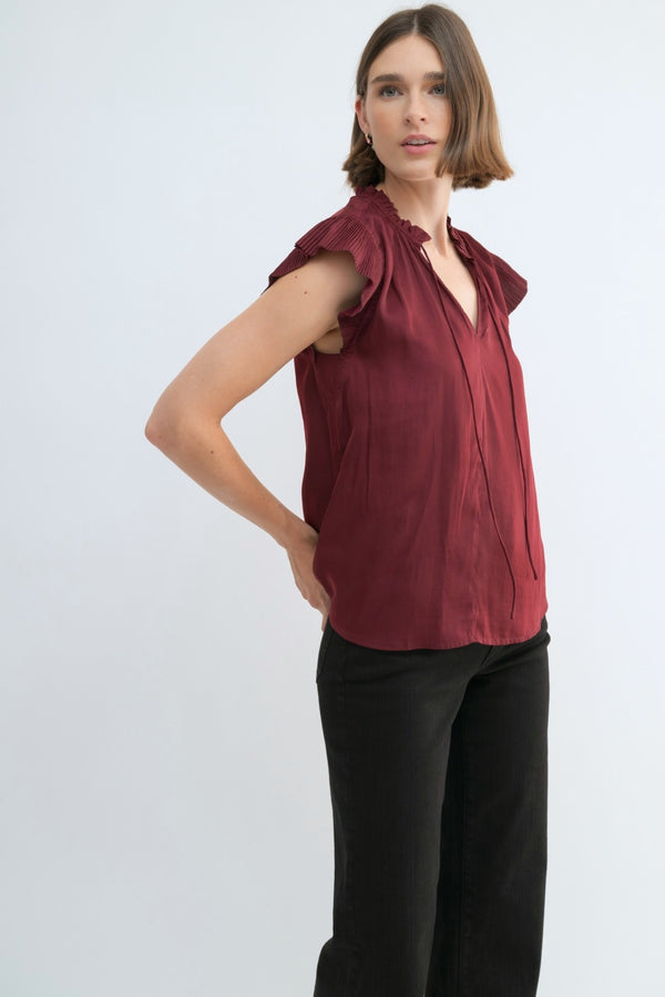 Pleated Sleeve Blouse