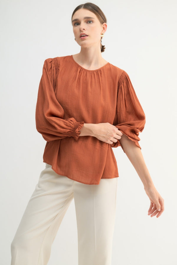 Textured Blouse With Smocked Details