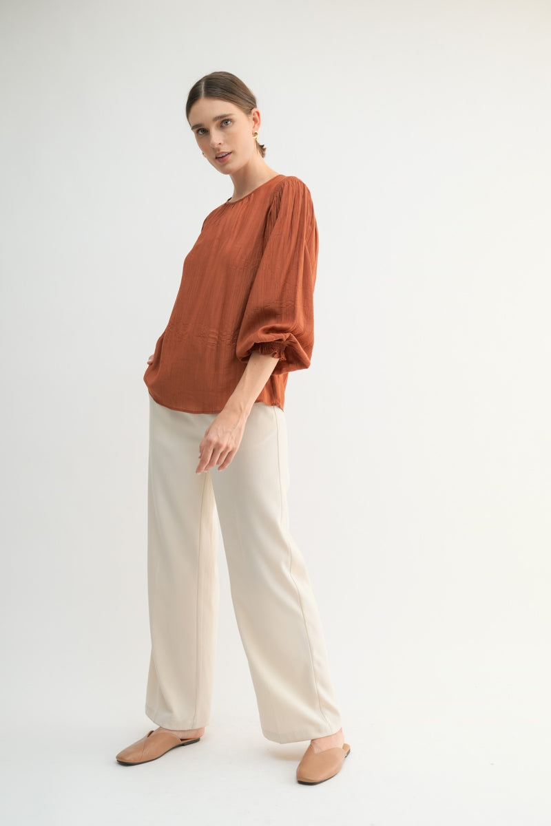 Textured Blouse With Smocked Details