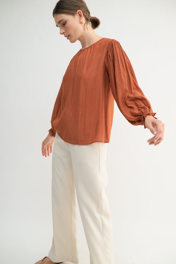 Textured Blouse With Smocked Details
