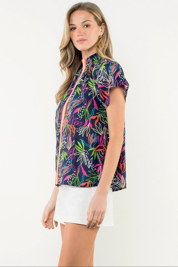 Multicolor Leaf Print Top